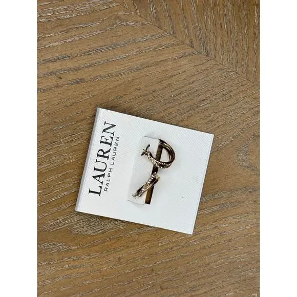 Lauren Ralph Lauren Gold Tone Twisted Crystal Hoop Earrings - Picture 4 of 5